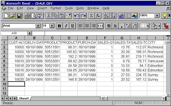 Excel snapshot