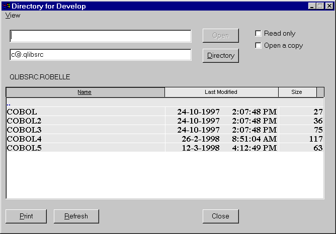 MPE directory dialog