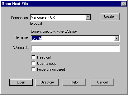 Open Host File dialog