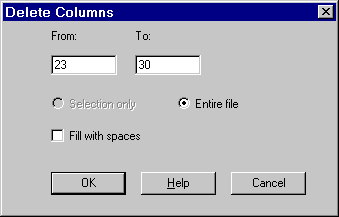 Delete Columns dialog box