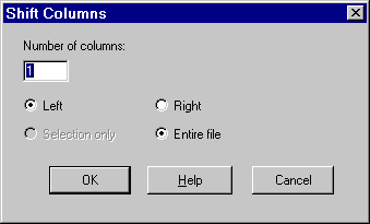 Shift Columns dialog box