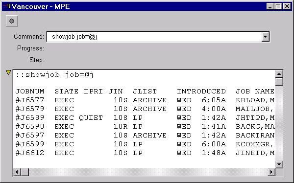 MPE Host Command Dialog Box