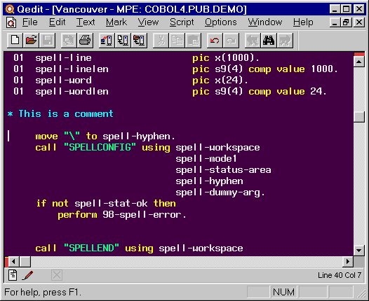 Syntax coloring of a Cobol source file