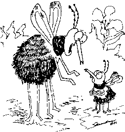 [cartoon: Father bug talking to son]