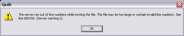 Out of line numbers error message